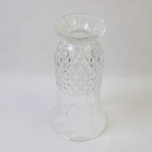 Lead Crystal Diamond-Cut Geometric Footed Vase 10" Collectible
