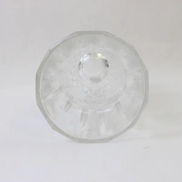 Lead Crystal Diamond-Cut Geometric Footed Vase 10" Collectible