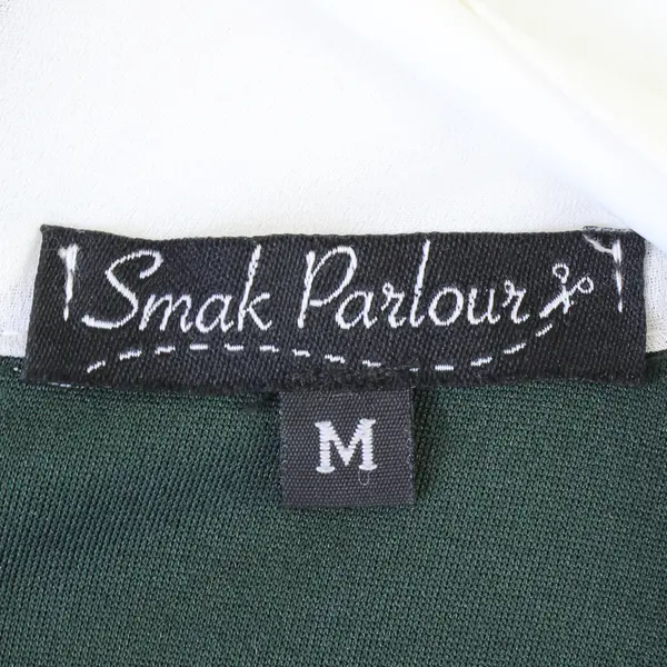Smak Parlour Retro Green and White Long-Sleeved Mod Dress Women's Medium FLAWED