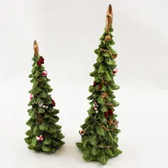Raz Imports Green Sparkle Christmas Trees Set of 2 11.5" & 9.5" Tabletop