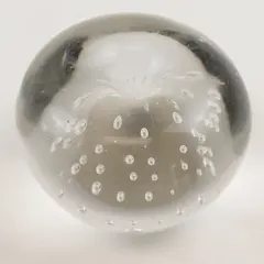 Clear Controlled Bubble Glass Apple Paperweight Desk Decor 2.5"