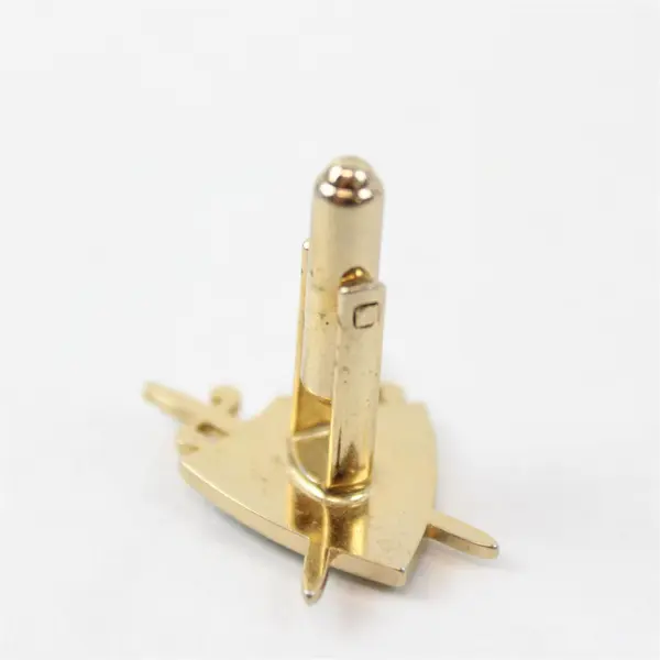 Pair of Vintage Gold Tone Cuff Links Shield & Crossed Swords Shape 