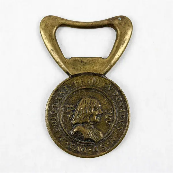 Vintage Carl Aubock II Solid Brass Coin Bottle Opener Breweriana