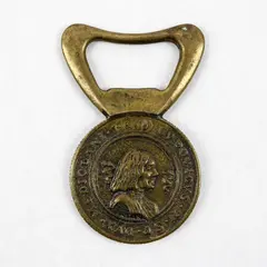 Vintage Carl Aubock II Solid Brass Coin Bottle Opener Breweriana