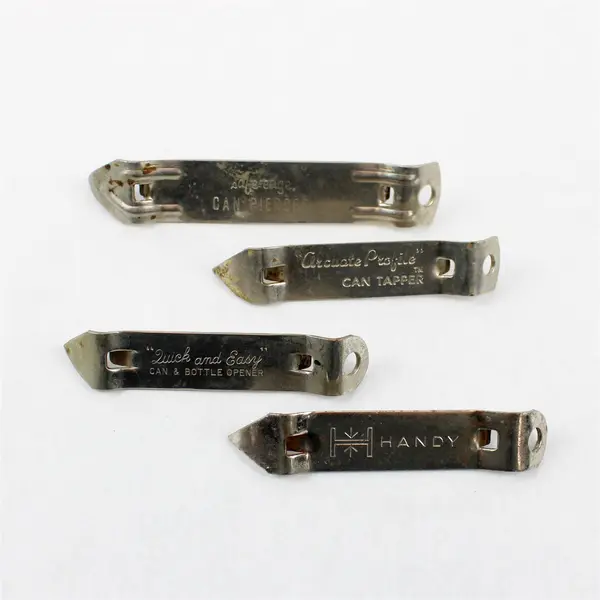 Lot of 6 Metal Wine Beer Can Openers -2 Corkscrews & 4 Bottle Openers