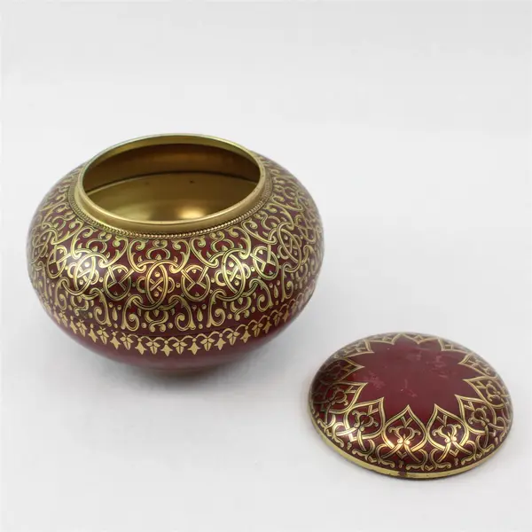 Vintage 1960s Tchibo Coffee Tin Maroon Red Gold Arabesque Collectible