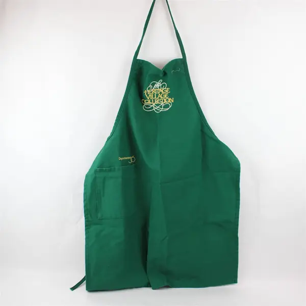 Department 56 Heritage Village Apron Green Gold Embroidered Made in USA