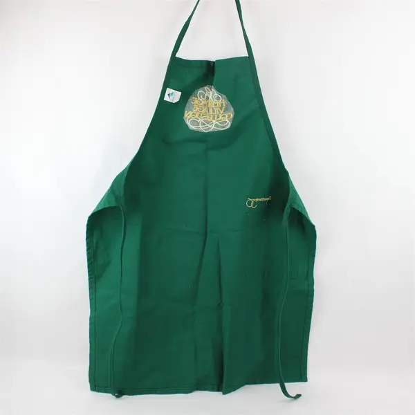 Department 56 Heritage Village Apron Green Gold Embroidered Made in USA