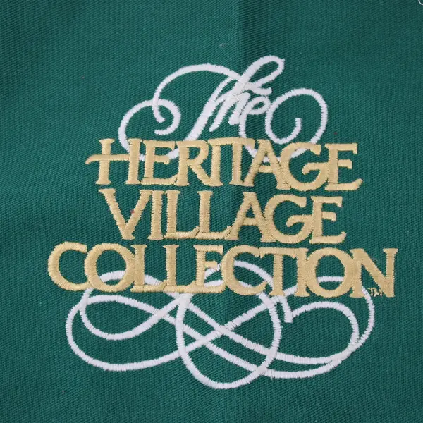 Department 56 Heritage Village Apron Green Gold Embroidered Made in USA