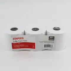 Set Of 3 Staples 1-Ply Paper Rolls 2.25" x 130' Adding Machines/Cash Registers+