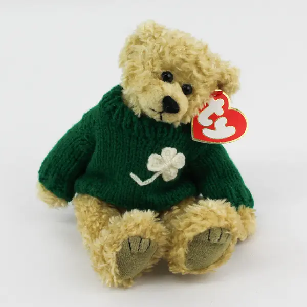 TY Beanie Babies Attic Treasures Blarney 1993 Bear Wearing Green Sweater W/ Tag