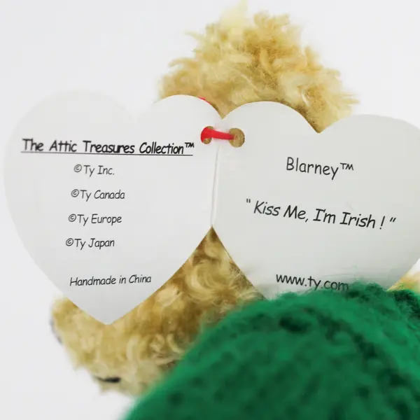 TY Beanie Babies Attic Treasures Blarney 1993 Bear Wearing Green Sweater W/ Tag