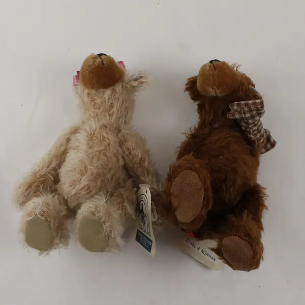 Set of 2 Knickerbocker Toy Co. Ethel & Norman Jointed Bear Plush Toys 8"