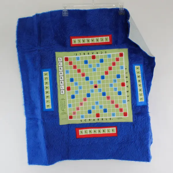Fuzzy Blue Fabric Foldable Scrabble Board 29" x 29"