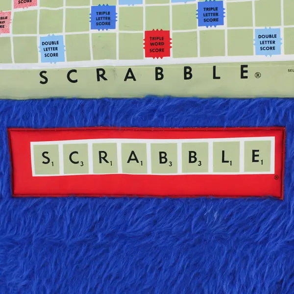 Fuzzy Blue Fabric Foldable Scrabble Board 29" x 29"