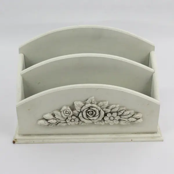 Design Styles Solid White White Rose Wooden Letter Holder/Organizer Home Decor