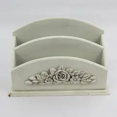 Design Styles Solid White White Rose Wooden Letter Holder/Organizer Home Decor