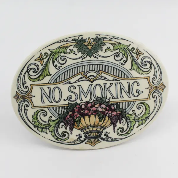 Unbranded Hanging/Standing Floral Ceramic Oval "No Smoking" Plaque Home Decor