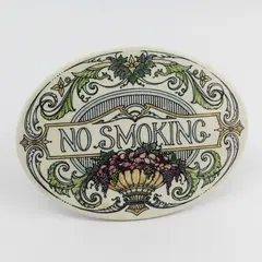 Unbranded Hanging/Standing Floral Ceramic Oval "No Smoking" Plaque Home Decor