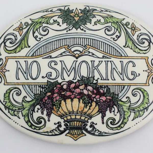 Unbranded Hanging/Standing Floral Ceramic Oval "No Smoking" Plaque Home Decor