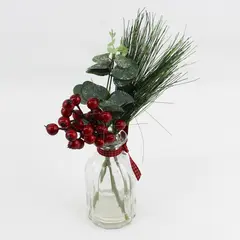 Unbranded Fake/Artificial Plant/Flower Arrangement With Glass Vase 12.5" Tall