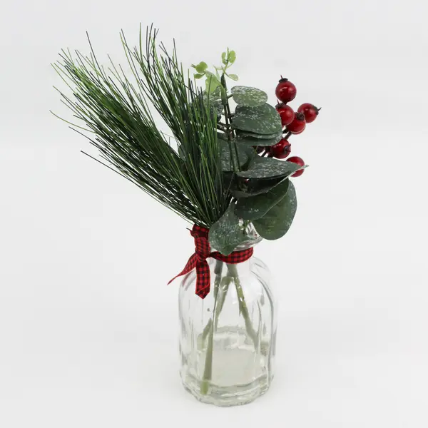 Unbranded Fake/Artificial Plant/Flower Arrangement With Glass Vase 12.5" Tall
