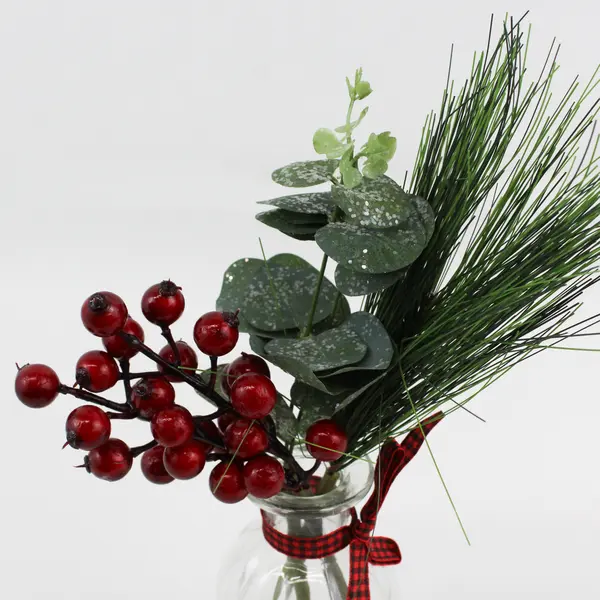 Unbranded Fake/Artificial Plant/Flower Arrangement With Glass Vase 12.5" Tall