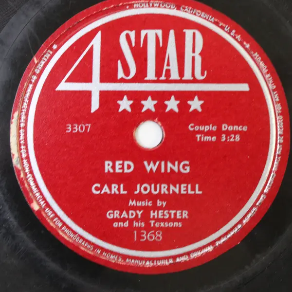  Carl Journell Red Wing & Cotton Eyed Joe 10" Shellac Record