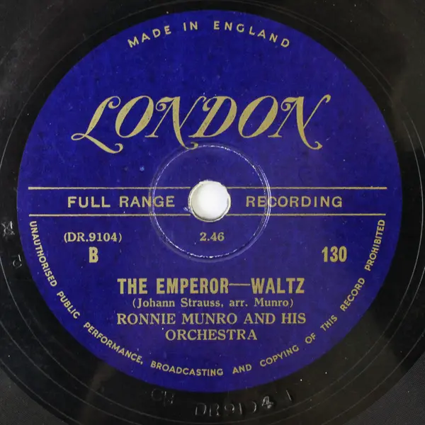 Ronnie Munro Voices of Spring-Waltz/The Emperor- Waltz 10" Shellac Record