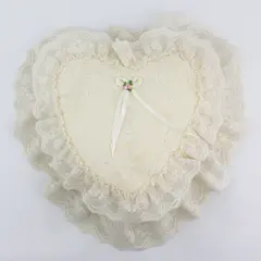 Vintage Off-White Lacy Heart-Shaped Decorative Throw Pillow 10"
