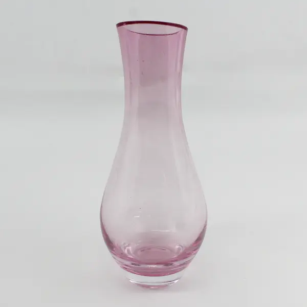 Unbranded Clear Pink Color Art Glass Round Modern Style Flower Vase 12" Tall