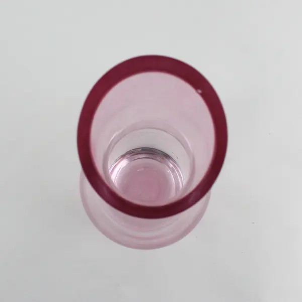 Unbranded Clear Pink Color Art Glass Round Modern Style Flower Vase 12" Tall