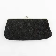 Old Navy Sparkly Black Kiss Clasp Clutch Purse
