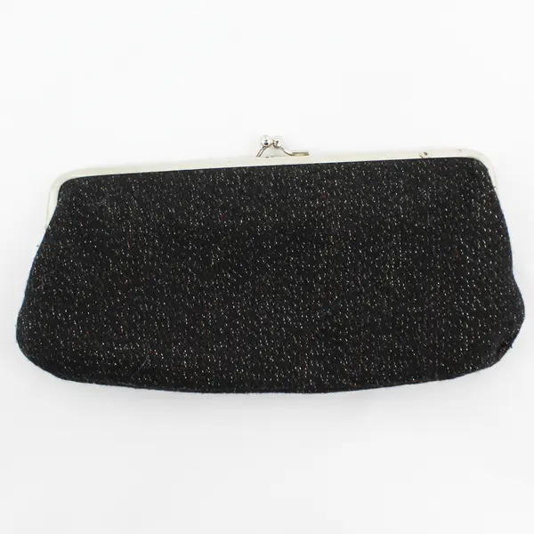 Old Navy Sparkly Black Kiss Clasp Clutch Purse
