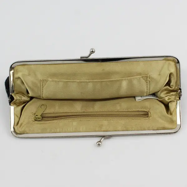 Old Navy Sparkly Black Kiss Clasp Clutch Purse