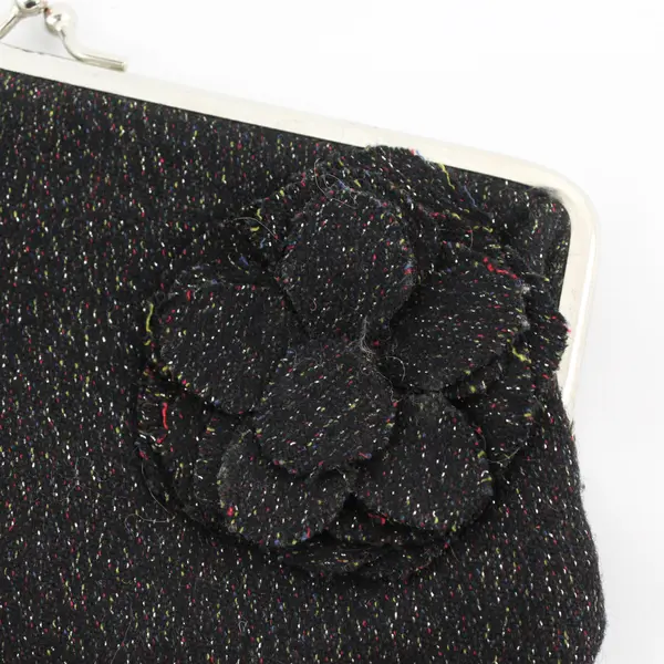 Old Navy Sparkly Black Kiss Clasp Clutch Purse