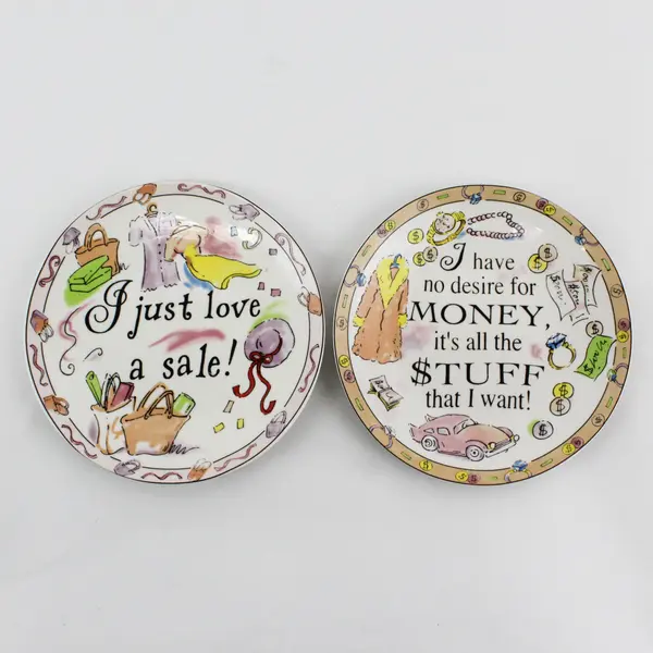 Lot Of 2 Home Essentials & Beyond Shopping Attitudes Collection Plates 6.25" Dia