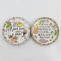Lot Of 2 Home Essentials & Beyond Shopping Attitudes Collection Plates 6.25" Dia