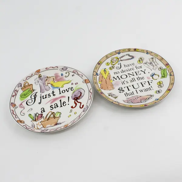 Lot Of 2 Home Essentials & Beyond Shopping Attitudes Collection Plates 6.25" Dia