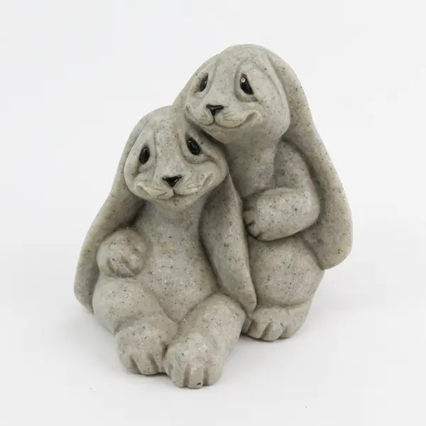 Second Nature Design Quarry Critters "Rachel & Roni" Figurine Sad Rabbits 4.5"