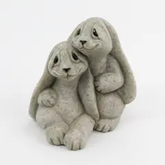 Second Nature Design Quarry Critters "Rachel & Roni" Figurine Sad Rabbits 4.5"