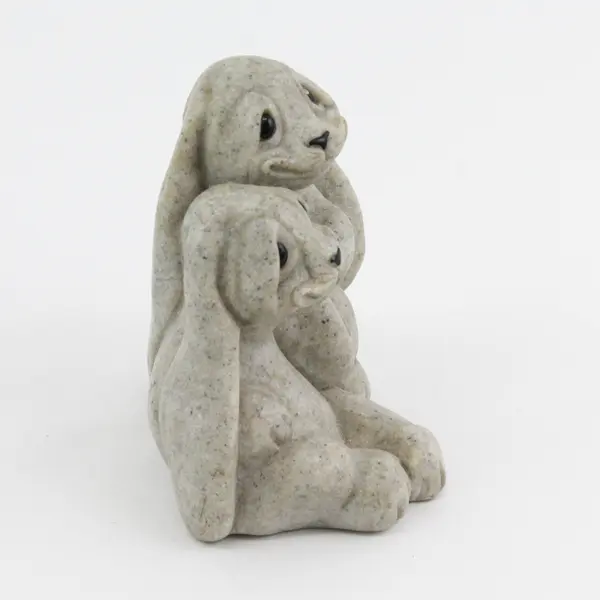 Second Nature Design Quarry Critters "Rachel & Roni" Figurine Sad Rabbits 4.5"
