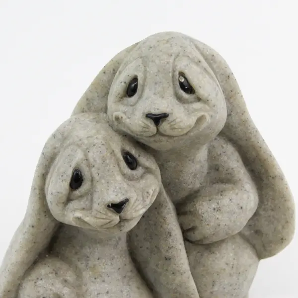 Second Nature Design Quarry Critters "Rachel & Roni" Figurine Sad Rabbits 4.5"