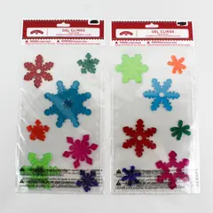 Lot of 2 Packages Of Holiday Time Snowflake Gel Clings