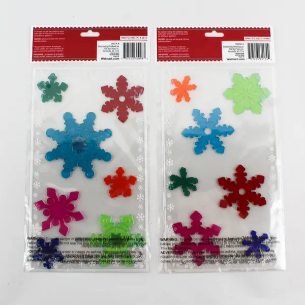 Lot of 2 Packages Of Holiday Time Snowflake Gel Clings