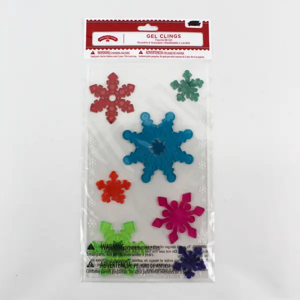 Lot of 2 Packages Of Holiday Time Snowflake Gel Clings