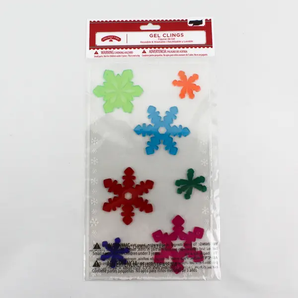 Lot of 2 Packages Of Holiday Time Snowflake Gel Clings