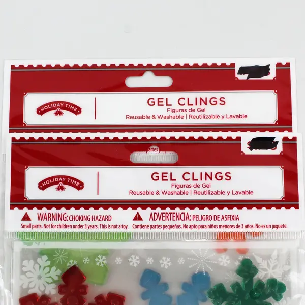 Lot of 2 Packages Of Holiday Time Snowflake Gel Clings