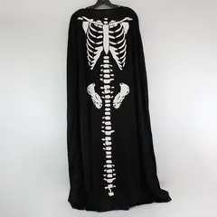 Black Skeleton Cape Halloween Costume Accessory Adult Size Large