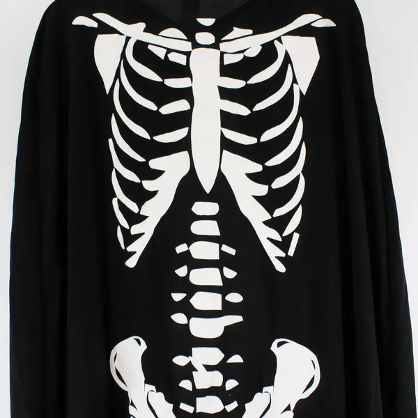 Black Skeleton Cape Halloween Costume Accessory Adult Size Large